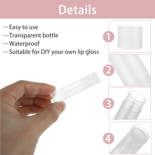 Acrux7 200PCS Lip Balm Tubes with Caps, Clear Lip Balm Tubes Empty Lip Balm Tubes Empty Bulk for DIY Lipstick Homemade 3/16 Oz (5.5 ml)