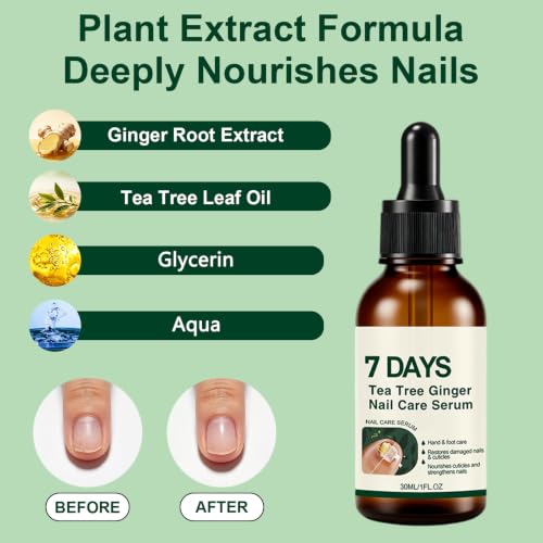 Tea Tree & Ginger Nail Treatment Serum for Weak Brittle Nails - 2 Pack
