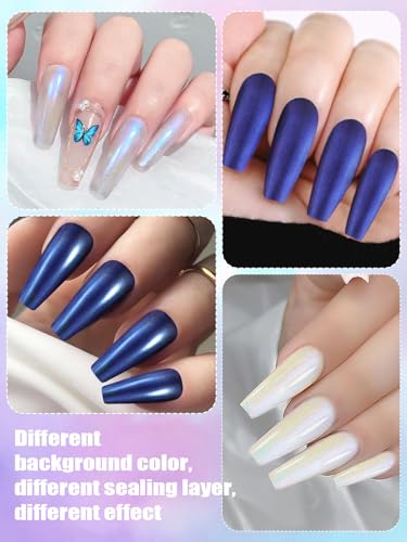 EBANKU 4 Colors Pearl Gel Nail Polish Set Shimmer Glitter Nail Gel Polish Pink Purple Blue Gold Halloween Gel Polish Soak Off Uv Mermaid Gel for Salon Home Manicure