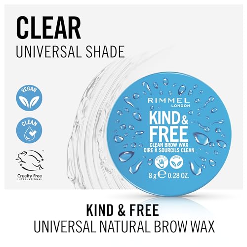 Rimmel London Kind & Free, Clear, Brow Wax, Easy to Apply, Long-Lasting Hold, No Flaking, No Residue, Lifted Brows, 0.28oz