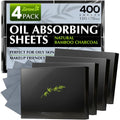 Natural Oil Blotting Sheets for Face with Bamboo Charcoal - 4pk/400 Makeup Friendly Oil Absorbing Sheets for Face - Blotting Papers for Oily Skin - Perfect for Keeping in Purse - Oil Control Film