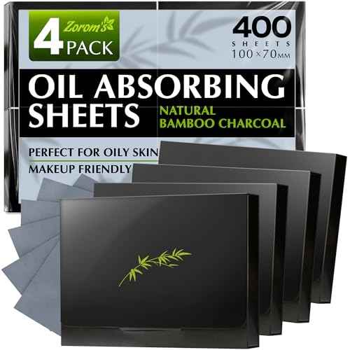 Natural Oil Blotting Sheets for Face with Bamboo Charcoal - 4pk/400 Makeup Friendly Oil Absorbing Sheets for Face - Blotting Papers for Oily Skin