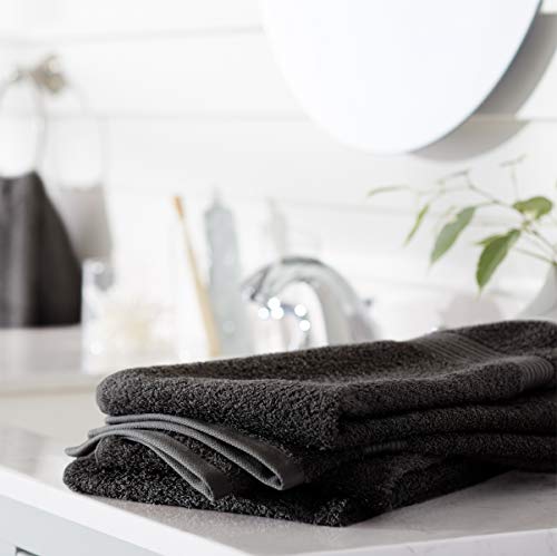 100% Cotton Washcloths 6-Pack - Soft Absorbent Face & Body Towels, Black