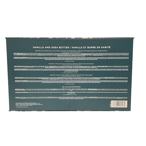 Crabtree & Evelyn Vanilla & Shea Butter Collection Set (Bath & Shower Gel 8.4 fl oz, Hand Therapy 3.5 oz, Body Lotion 8.4 fl oz, Bar Soap 3.5 oz)