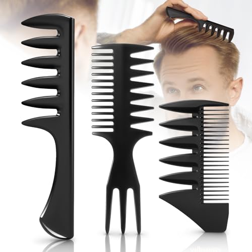 Stylemate 3-Piece Men's Hair Styling Comb Set – Wide Tooth & Fine