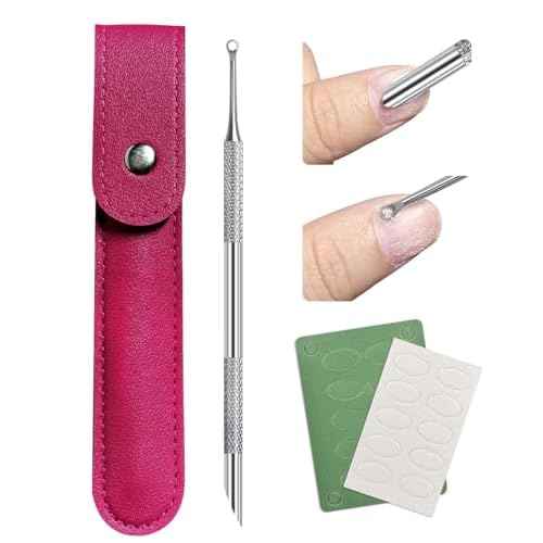 Loop Cuticle Pusher, Pre-treatment Cuticle Pusher, Stainless Steel Round Cuticle Pusher with 100#/240# Grit Nail Files and 1p Storage Bags, For Salon & Home Use