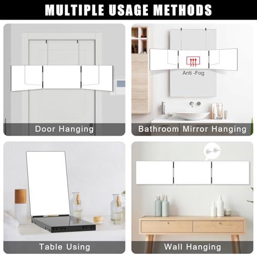 OLIBUY Adjustable 3-Way Mirror for Hair Cutting & Makeup