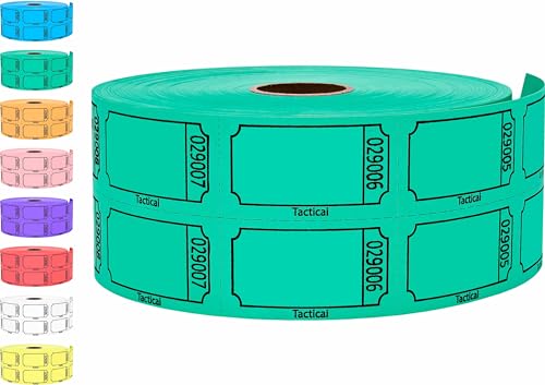 Tacticai 1000 Raffle Tickets, Blank, Green (8 Color Selection), Double Roll for Events, Entry, Class Reward, Fundraiser & Prizes