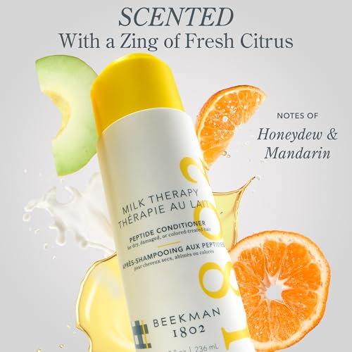 Beekman 1802 Milk Therapy Peptide Conditioner ? Boosts Hair Softness & Shine with Goat Milk Proteins, Brazilian Flex Peptide Bond & Hydrolyzed Collagen, Safe for Color-Treated Hair, 8 Fl Oz