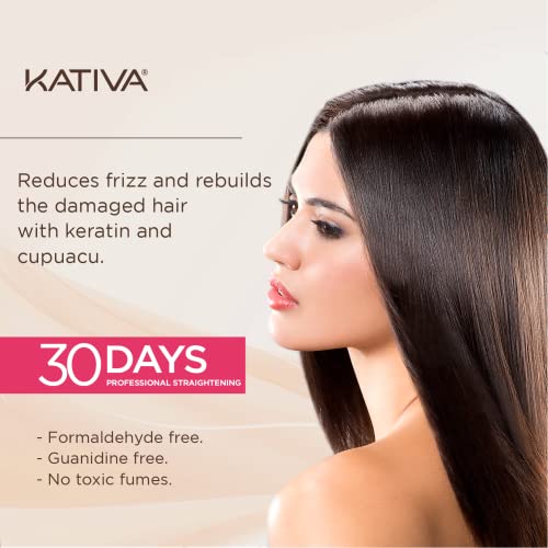 Kativa Anti-Frizz Xtreme Care, Home Use Straightening Treatment, Rebuild Damaged Hair and Straighten Waves and Frizz with Keratin and Cupuaçu, Paraben Free, Cruelty Free, Formaldehyde Free