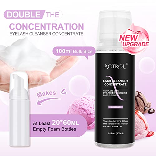 ACTROL Ice Cream Lash Shampoo Concentrate 100ml - Makes 20 Foaming Bottles | Pack of 1