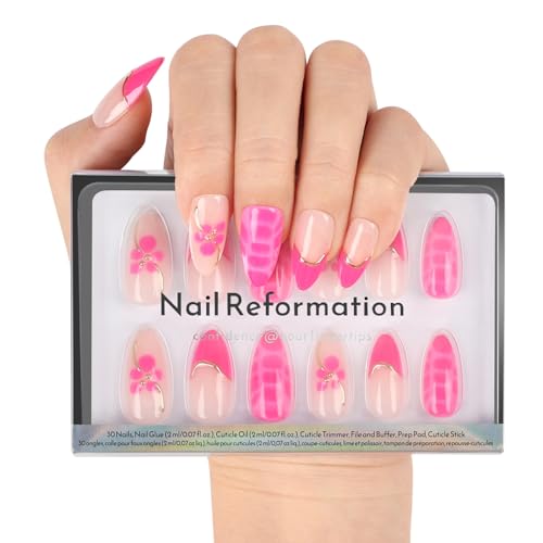 Nail Reformation Press On Nails - Peony Pop Floral Almond 30pc