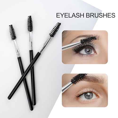 Quacc 3 PCS Eyelash Brush Portable Eye Brush Eyebrow Brush Reusable for Eyelash Extension Makeup, Lifting Eyebrow (Black)