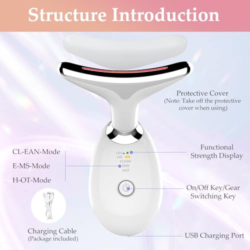 Face and Neck Massager with 7 LED Light Therapy Modes