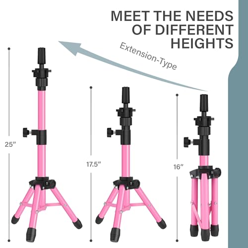 25 Inch Mannequin Head Tripod Stand with 360° Rotation