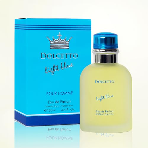 NovoGlow Dolcetto Light Blue Men's Eau de Parfum 3.4oz Woody Floral Aquatic Fragrance
