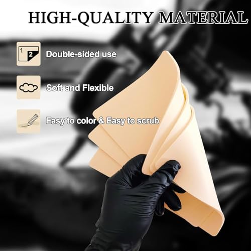 3MM Tattoo Fake Skin Transfer Paper Kit - Anghie 23pcs Tattoo Practice Skin Transfer Paper, 8pcs Tattoo Fake Skins 3MM Thick with 15pcs Tattoo Transfer Paper for Beginner&Artists Tattoo Supplies
