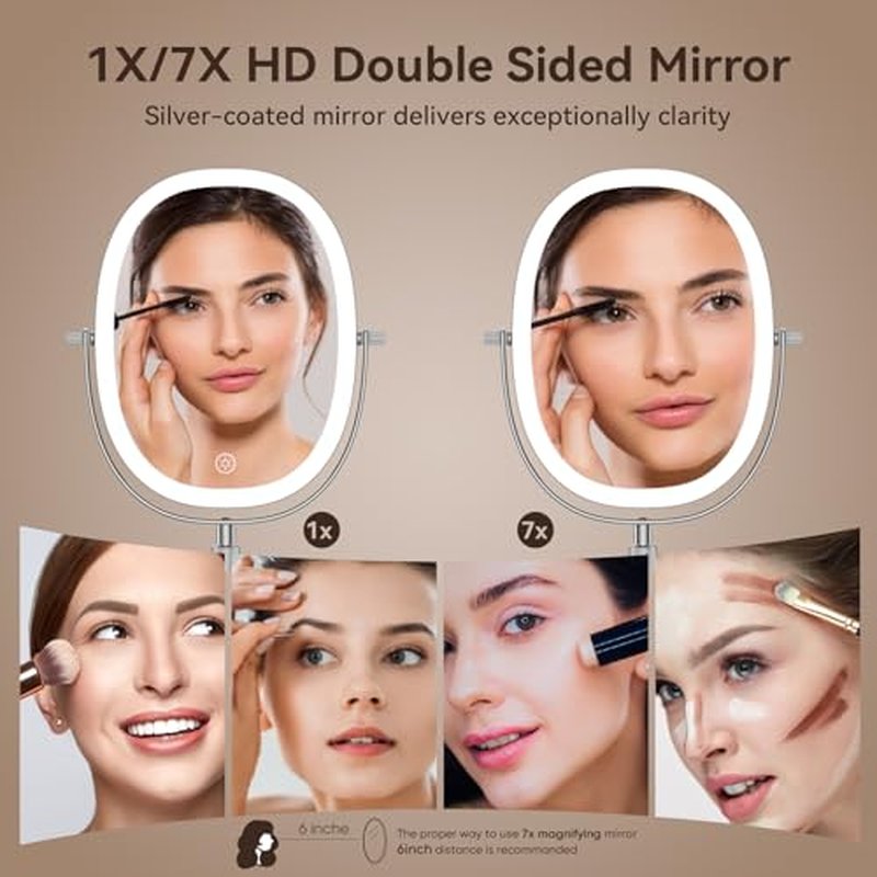 9" Lighted Makeup Mirror with 7x Magnification & 3 Light Modes