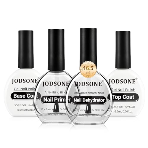 JODSONE 4-Piece Nail Prep Set: Base Coat, Top Coat, Primer & Dehydrator 16.5ml
