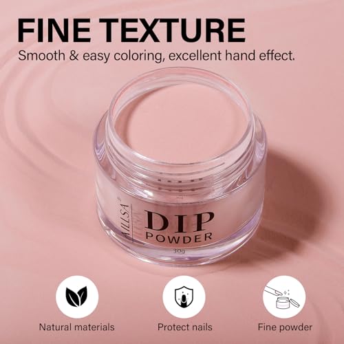 AILLSA Translucent Jelly Dip Powder - Salmon Pink Nude DIY Nail Powder (30g)