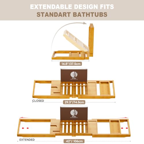 Bamboo Bathtub Caddy Tray – Expandable Luxury Bath Organizer