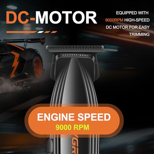 VGR 889T Professional Hair Trimmer for Men, 9000RPM High Speed Cordless Hair Clippers Beard Trimmer with Ceramic & DLC T Blade, Zero Gapped Barber Clippers with USB Charging Base, LED Display