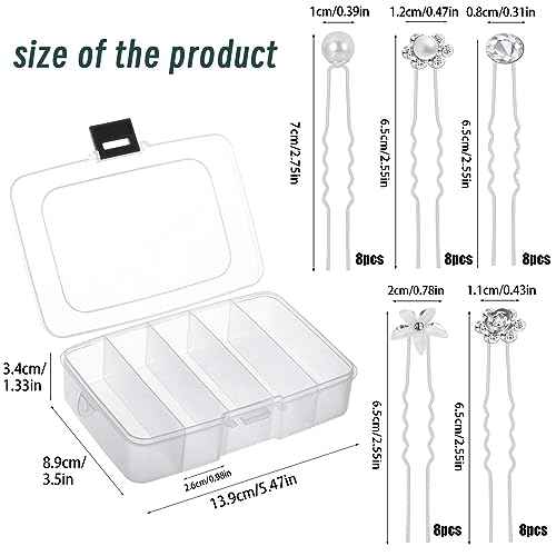 48 Pack 5 Styles Wedding Bridal Hair Pins Hair Accessories Gift, Prom Pearl Rhinestone Hair Pins Crystal Flower Hair Clips Hair Jewelry for Brides Women