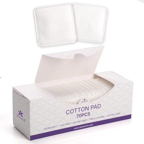 Extra Large Cotton Pads 3x3 Inch, 70 Count - Lint-Free