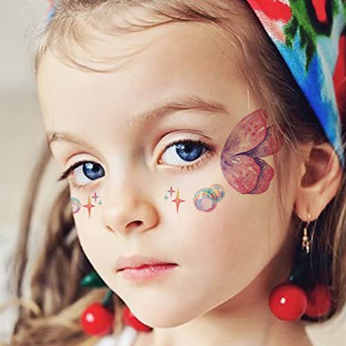 Glitter Butterfly Tattoos for Girls Women - 12 Sheets Glitter Butterfly Face Temporary Tattoos for Girls Party Favors Festival Makeup