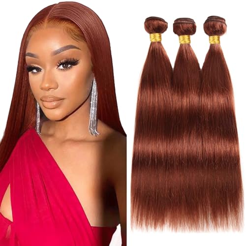 Color 33 Straight Human Hair Bundles 24 26 28 Inch
