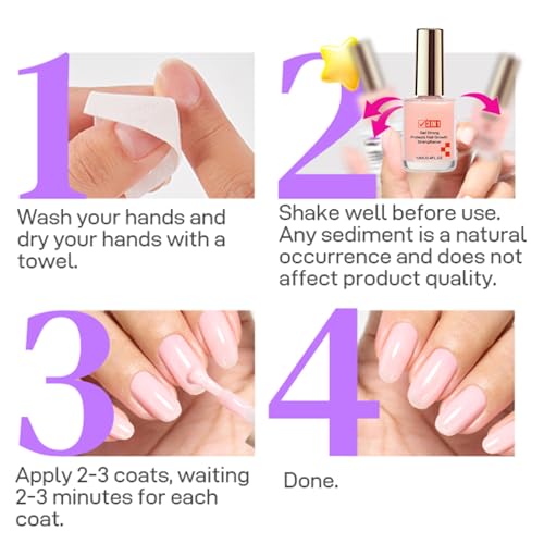 3-in-1 Pink Nail Strengthener & Hardener for Weak Damaged Nails (12ml)