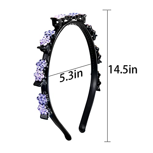 5-Piece Flower Crystal Hair Bands Set for Women - Double Layer Headbands