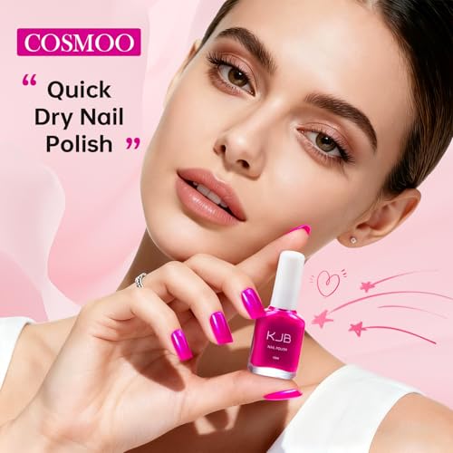 COSMOO Quick Dry Nail Polish - Hot Pink Blue Shimmer