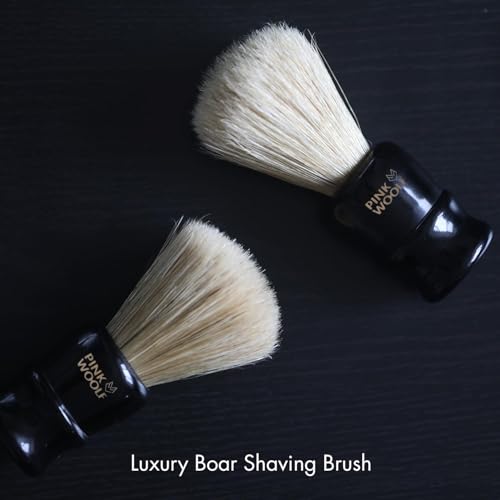 Boar Shaving Brush for Men ? 25mm Knot, Natural Boar Bristles, Exfoliating Wet Shave Brush for Hard Soaps & Traditional Shaving (Break-In Required) | Black Handle