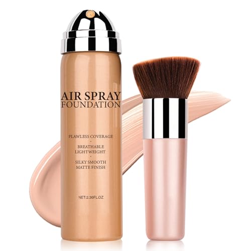 QIUFSSE Airbrush Foundation Makeup Spray for Mature Skin Silk Lightweight Airbrush Flawless Setting Spray Foundation Makeup（02# Beige）