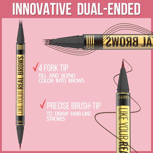 Vevivia Beauty Eyebrow Pen - Dual-Tip Microblading, Waterproof Dark Brown