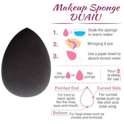12 Pcs Black Makeup Sponges for Foundation Bulk Latex-Free Reusable big Beauty Sponge Blender Cosmetic Applicator For Powder Cream and Liquid Makeup Tools Set