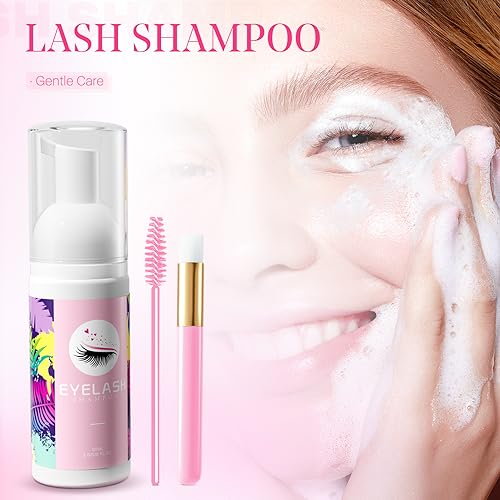 Lash Extension Shampoo Kit - 60ml Gentle Cleanser with Brushes