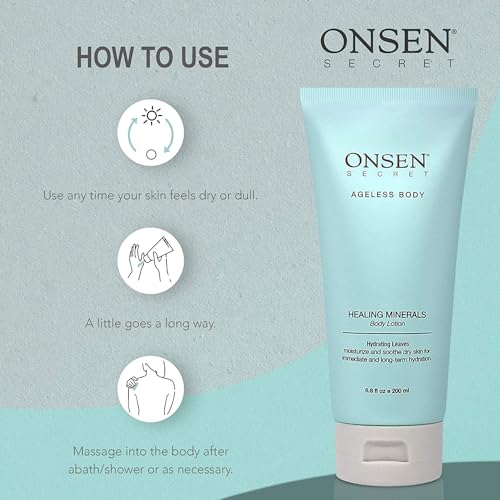 Onsen Secret Natural Daily Moisturizing Body Lotion w/Smoothing Organic Shea Butter for Normal to Dry Skin w/Healing Minerals, Jojoba, Aloe Vera, Vitamin E & Rice Bran Non-Greasy (Hydrating Leaves)