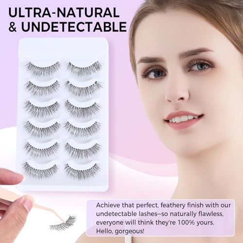 Naked Strip Lashes Multipack,Looks So Natural,Long-Lasting False Eyelashes with Invisiband for Seamless Blend,Easy to Apply,Reusable Strip Lashes,Glue On,6 Pairs,Eyelash glue,1-Pack