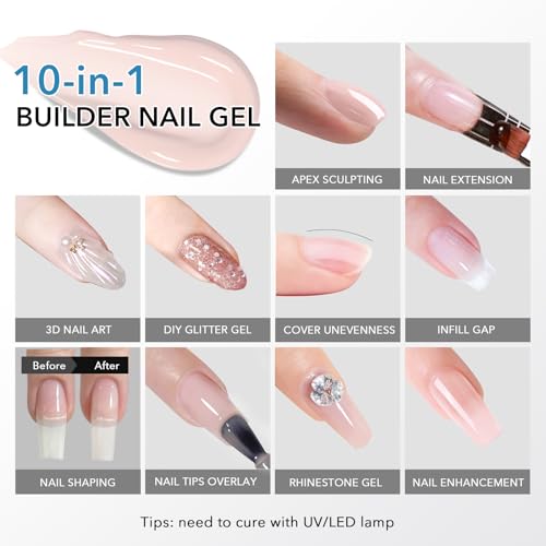 Builder Nail Gel - 15ml Nail Extension & Strengthening Gel for Salon-Quality Manicures