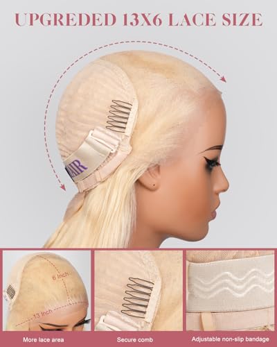 613 13x6 Lace Front Wig - 26 Inch Blonde Body Wave Human Hair