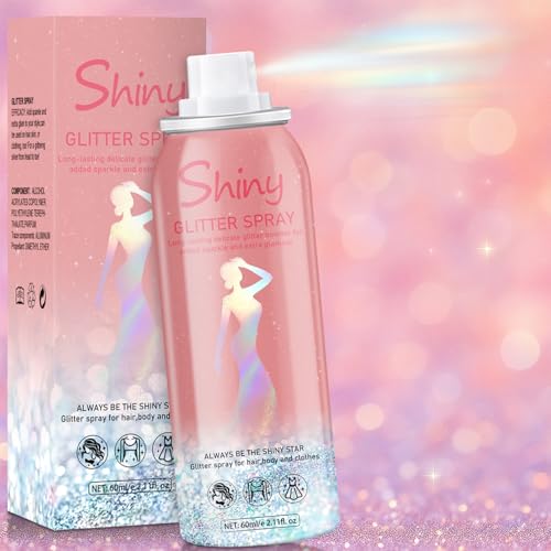 Holographic Body Glitter Spray - Silvery Shiny Shimmer for Hair, Face & Clothes | Quick-Drying, Long-Lasting Glitter Hairspray Temporary Shiny Mist for Festival, Rave, Music Concert, Prom Accessories