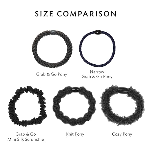 L. Erickson Black Hair Ties for Thin Hair, Narrow Grab & Go Ponytail Holders, 12 Pack, Thin No-Crease Bands with Strong Hold, Damage-Free Design, Sleek Everyday Style