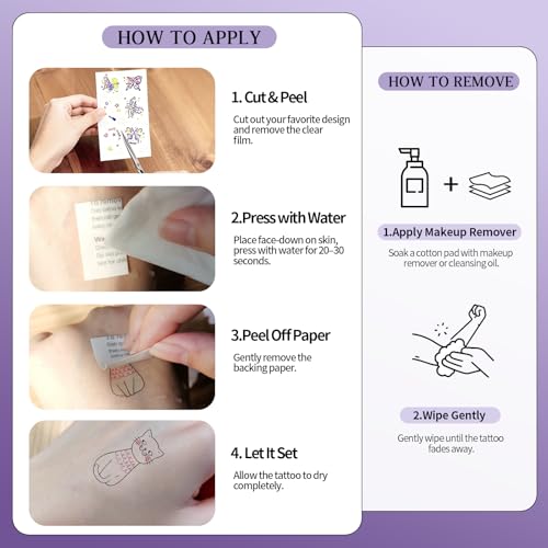 Glow in The Dark Temporary Tattoos - 10 Sheets Waterproof