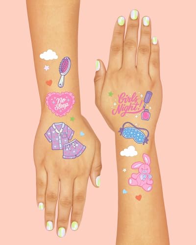xo, Fetti Pink Sleepover Temporary Tattoos - 52 Designs