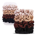 Seven Style Small-Neutral Ultra-Petite Satin Scrunchies 8PCS No Damage Hair Ties