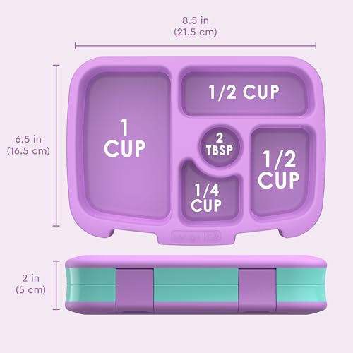 Bentgo Kids Prints Leak-Proof, 5-Compartment Bento-Style Kids Lunch Box - Ideal Portion Sizes for Ages 3-7, Durable, Drop-Proof, Dishwasher Safe, & Made with BPA-Free Materials (Mermaid Scales)