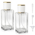 2 Pack 50ml Glass Perfume Spray Bottles with 3 Dispensers