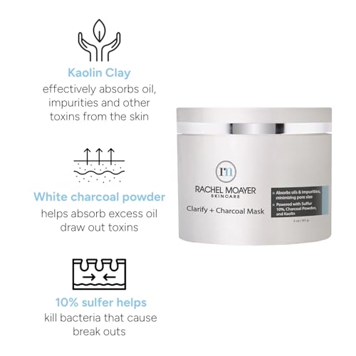 Rachel Moayer Clarify & Charcoal Mask - Detoxifying Charcoal Face Mask for Blackheads & Pore Cleansing, Activated Charcoal Face Mask